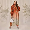 Lulusar Most Demanding Edition, Silk Digital Print 3pc Suit, Rust Ombre Floral