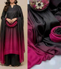 Lulusar Most Demanding Edition, Silk Digital Print 3pc Suit, Black and Magenta Ombre