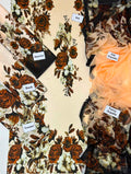Lulusar Most Demanding Edition, Silk Digital Print 3pc Suit, Rust Brown Floral