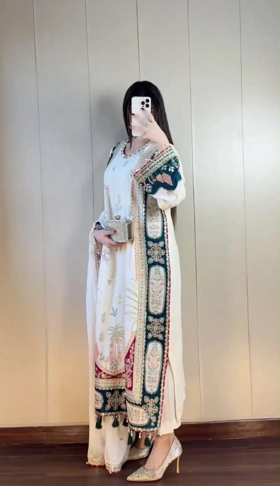 Royal Palm Viral Silk Kaaftaan Premium Design 3 Peices