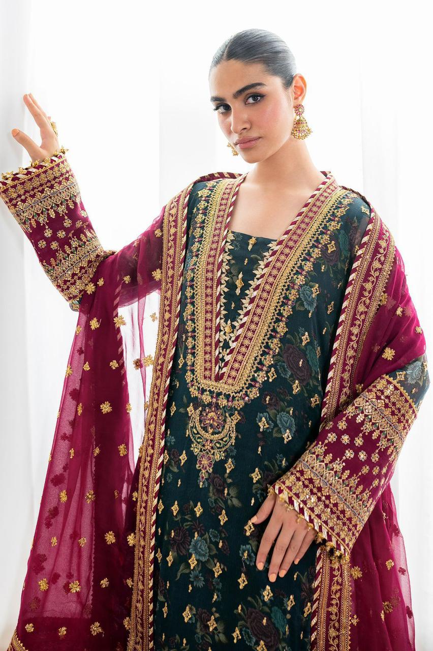 Luxury Embriaded with sequence unstitched 3 pcs