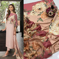 Lulusar Most Demanding Edition, Silk Digital Print 3pc Suit, Blush Pink Floral