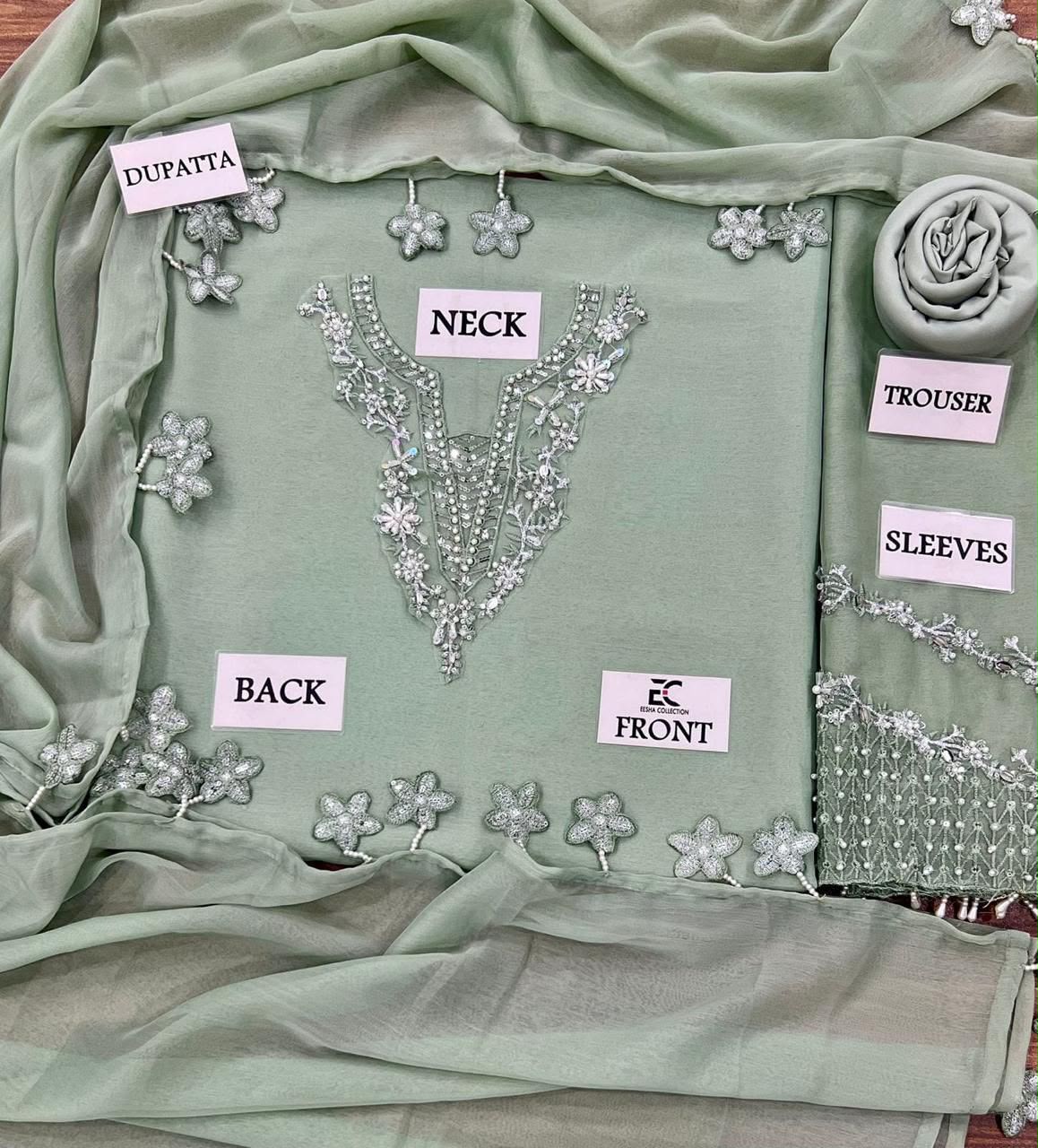 Festive wear Luxury Chiffon unstitched 3 pcs