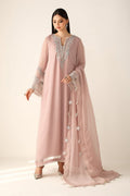 Elegant Festive wear Peach Embrioded Chiffon unstitched 3 pcs
