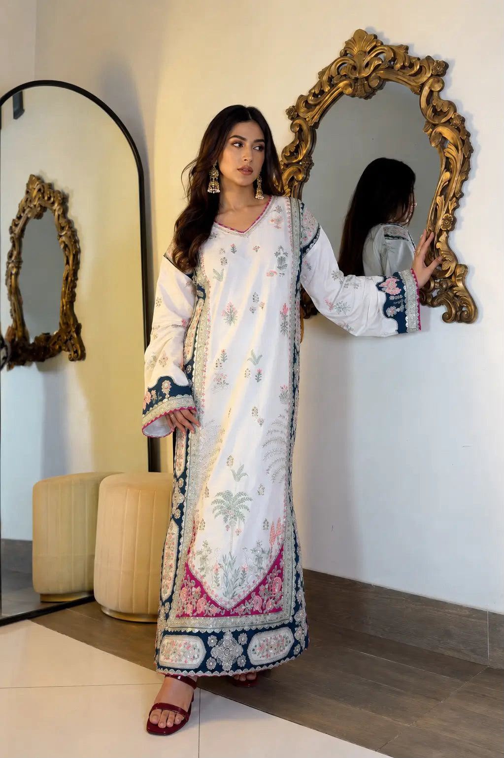Royal Palm Viral Silk Kaaftaan Premium Design 3 Peices