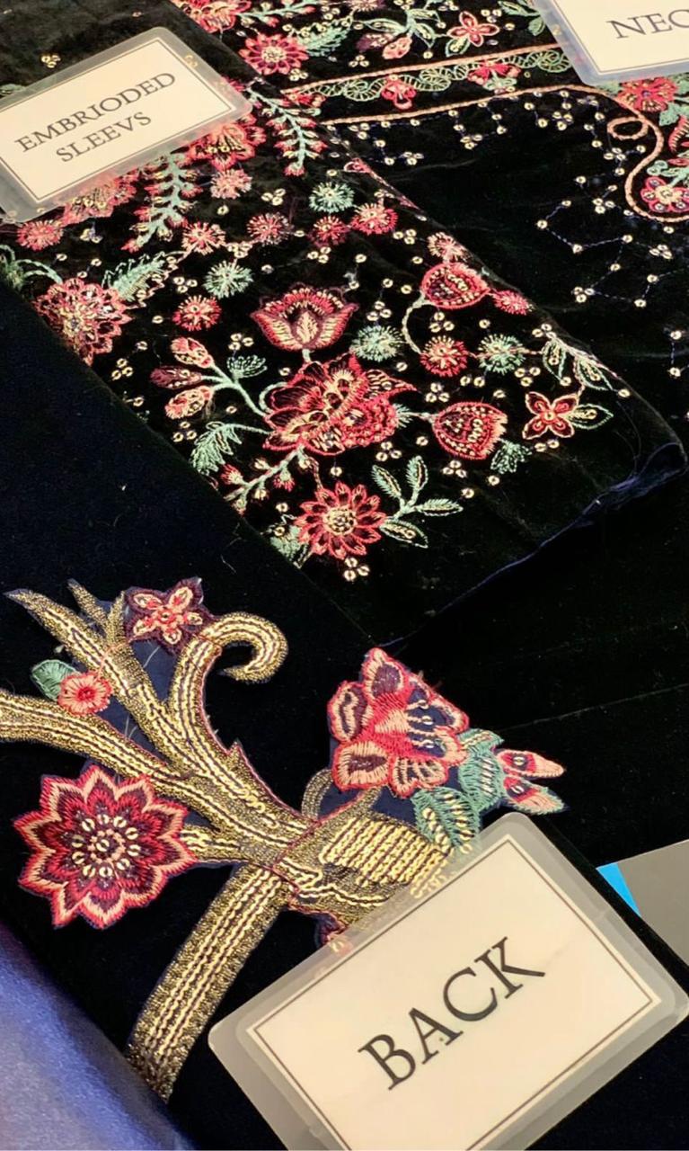 Meher-e-Shahi – Luxury Velvet Embroidered 3-Piece Unstitched(MI-58)