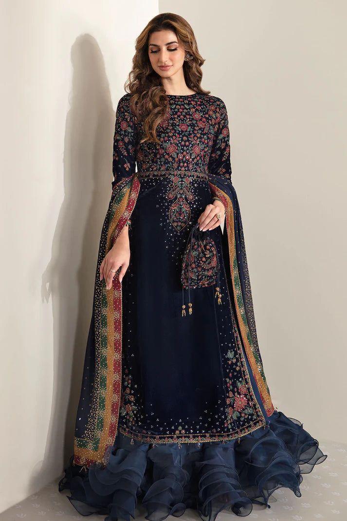 Meher-e-Shahi – Luxury Velvet Embroidered 3-Piece Unstitched(MI-58)