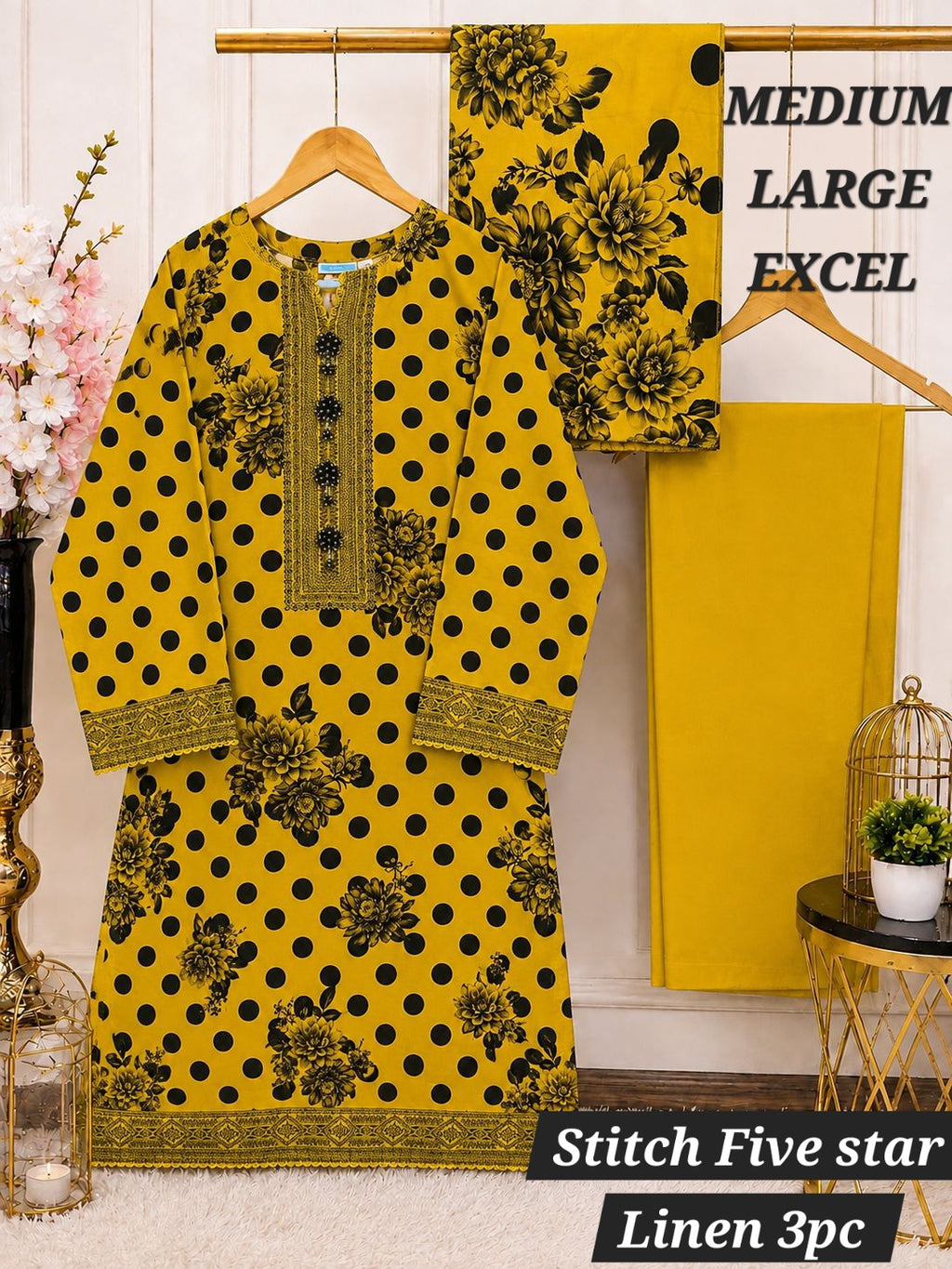 Premium Digital Printed Linen 3-Piece Stitched Suit