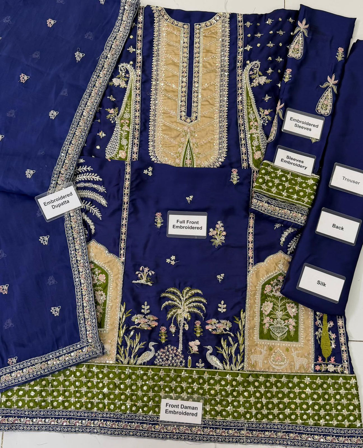 Royal Sapphire – Luxury Shamoz Silk Embroidered 3-Piece Unstitched
