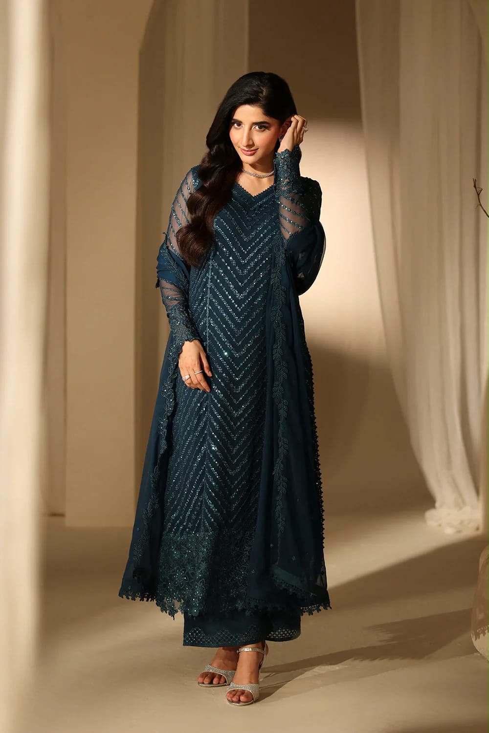 Luxury Chiffon Heavy Sequence Embroidered 3-Piece – Areeba Habib Edition