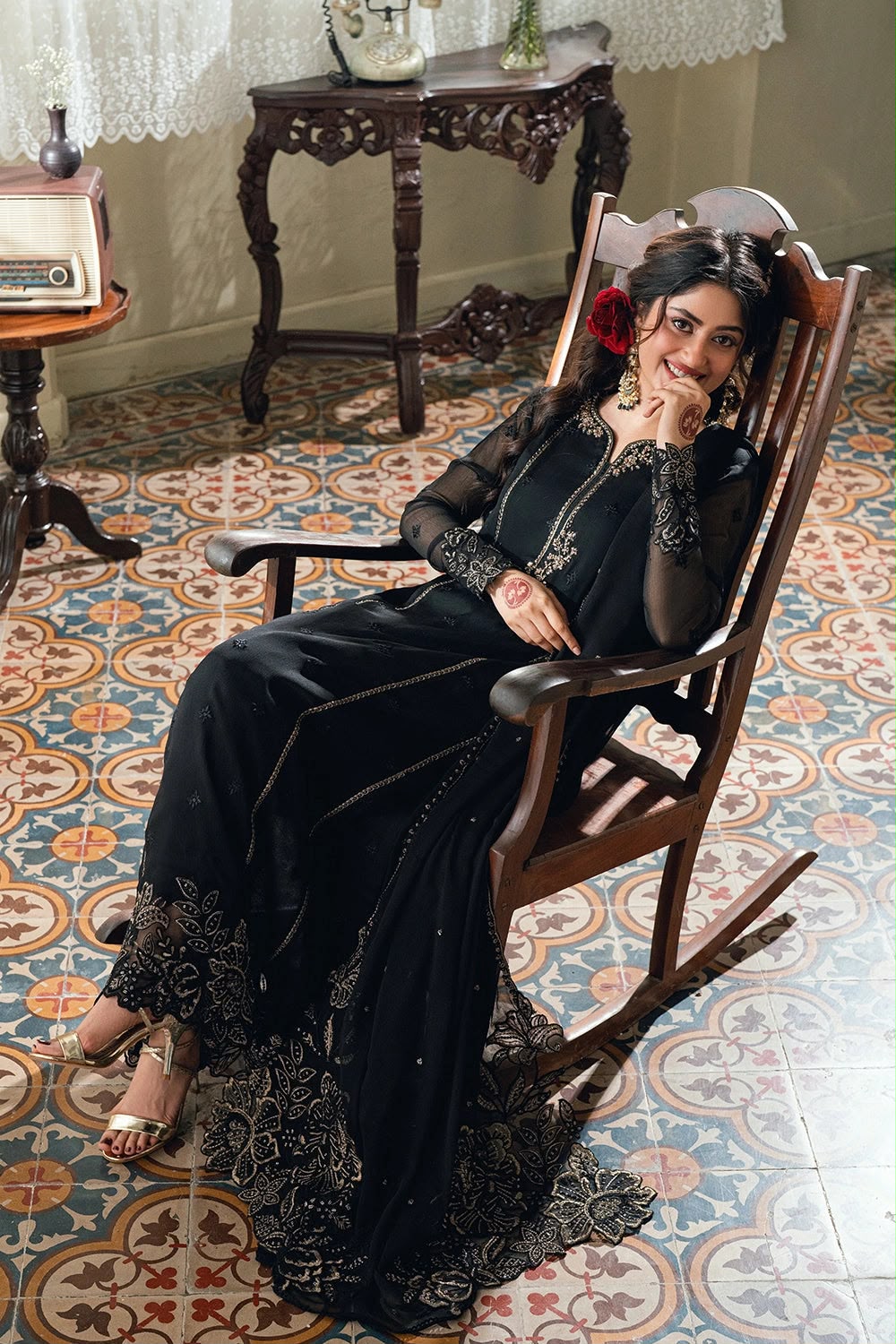 Midnight Gold – Luxury Embroidered Chiffon 3-Piece Unstitched