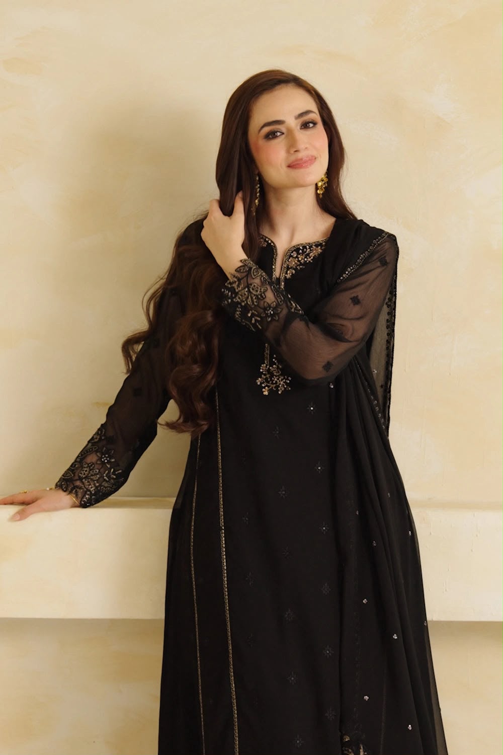 Midnight Gold – Luxury Embroidered Chiffon 3-Piece Unstitched