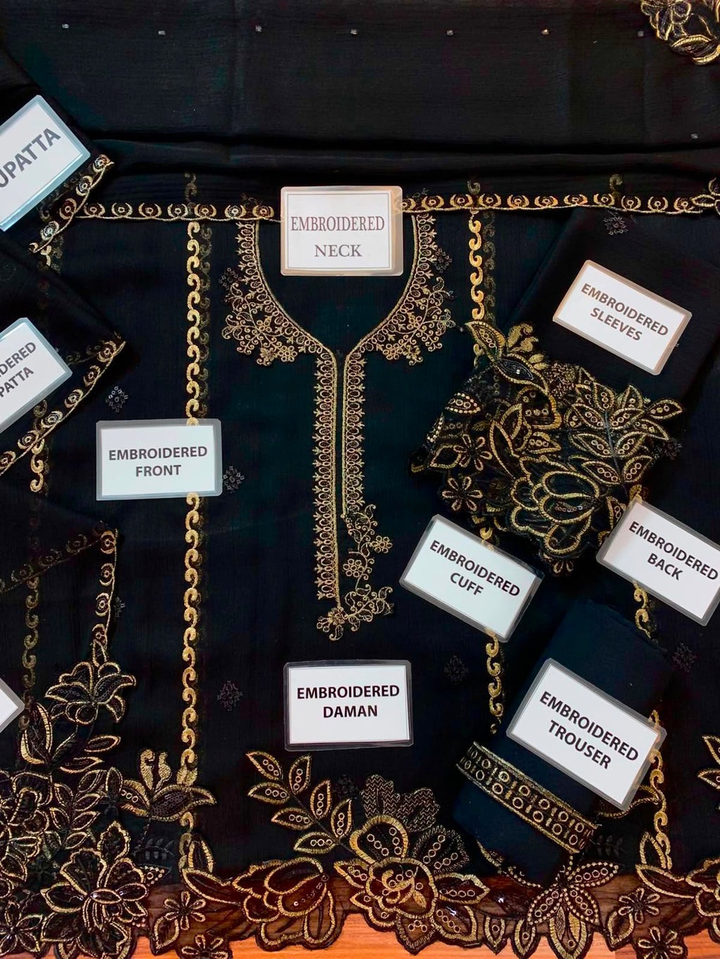 Midnight Gold – Luxury Embroidered Chiffon 3-Piece Unstitched