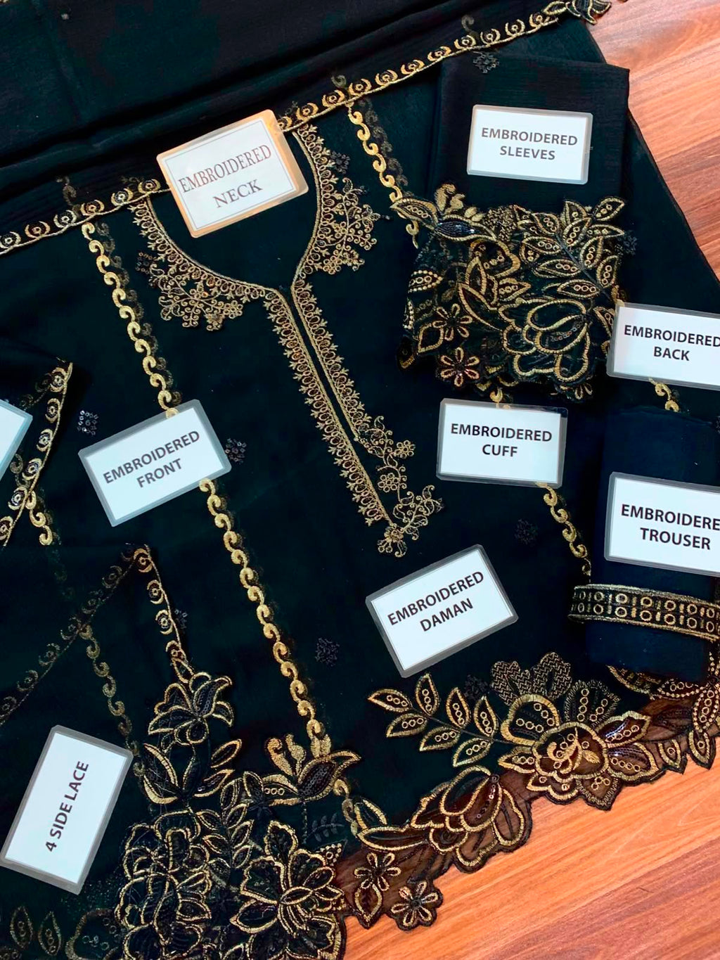 Midnight Gold – Luxury Embroidered Chiffon 3-Piece Unstitched