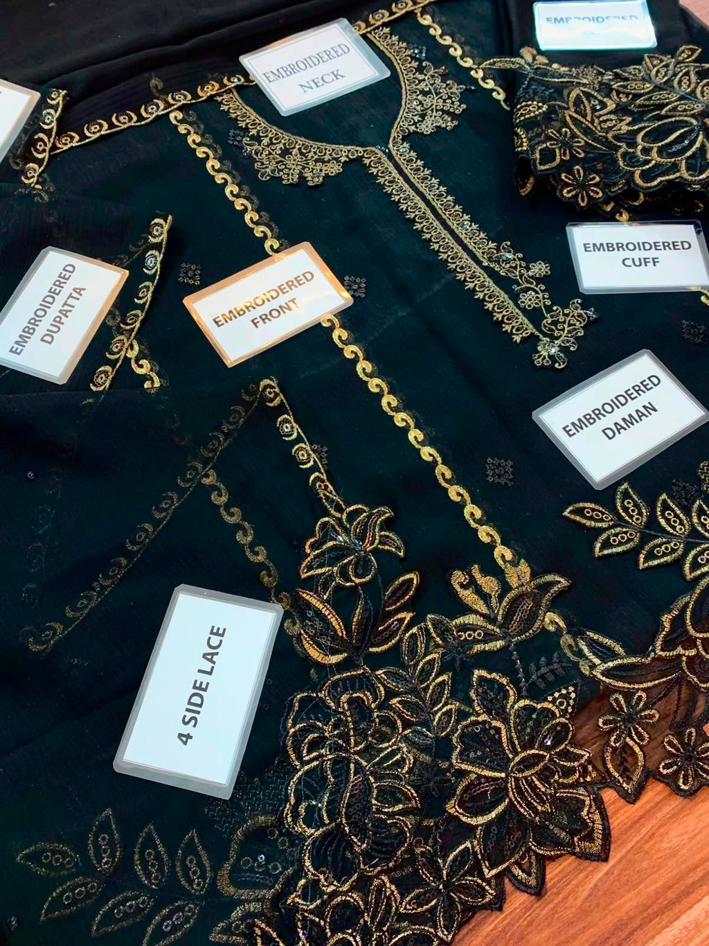 Midnight Gold – Luxury Embroidered Chiffon 3-Piece Unstitched