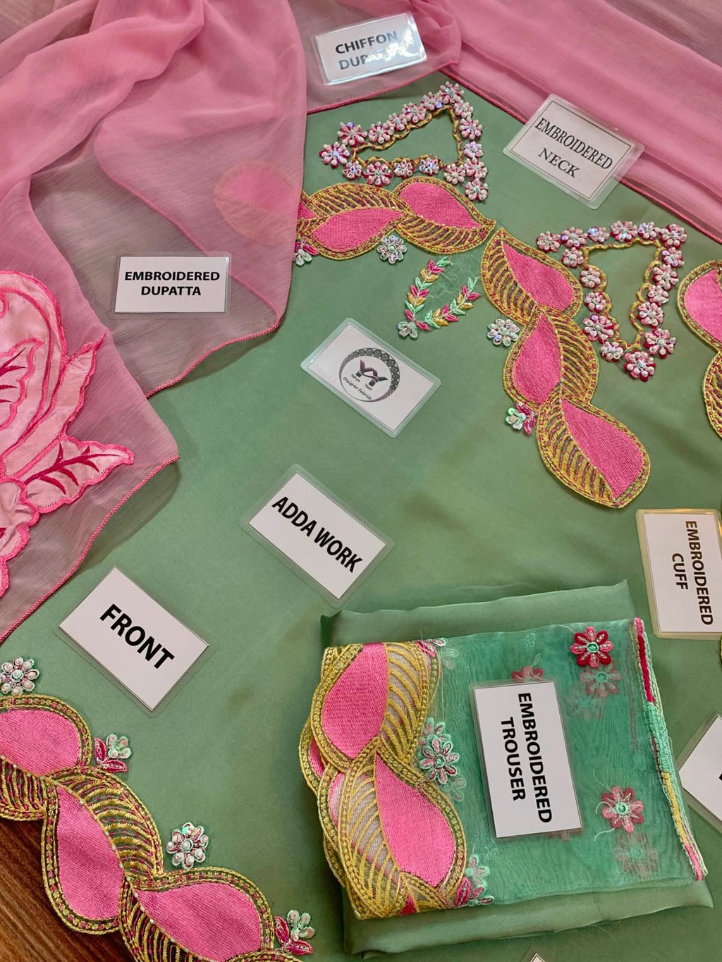 Mint Blush – Luxury Shamoz Silk Embroidered 3-Piece