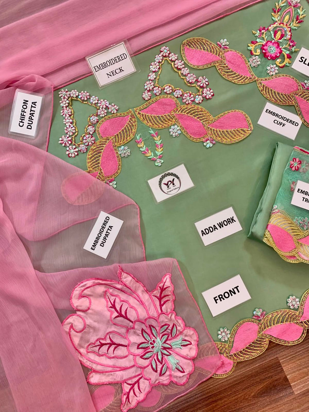 Mint Blush – Luxury Shamoz Silk Embroidered 3-Piece