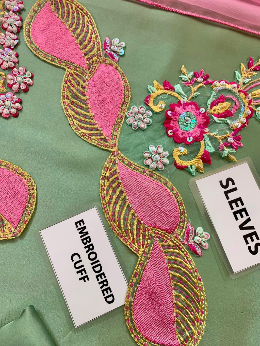 Mint Blush – Luxury Shamoz Silk Embroidered 3-Piece