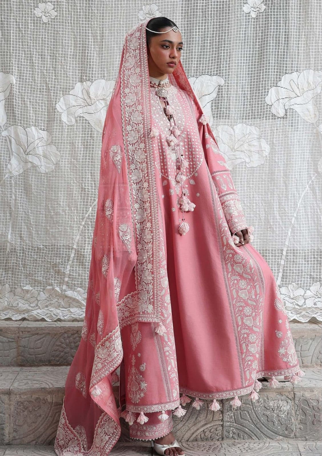 Blush Rose – Luxury Dhank Embroidered 3-Piece Unstitched(PD-)