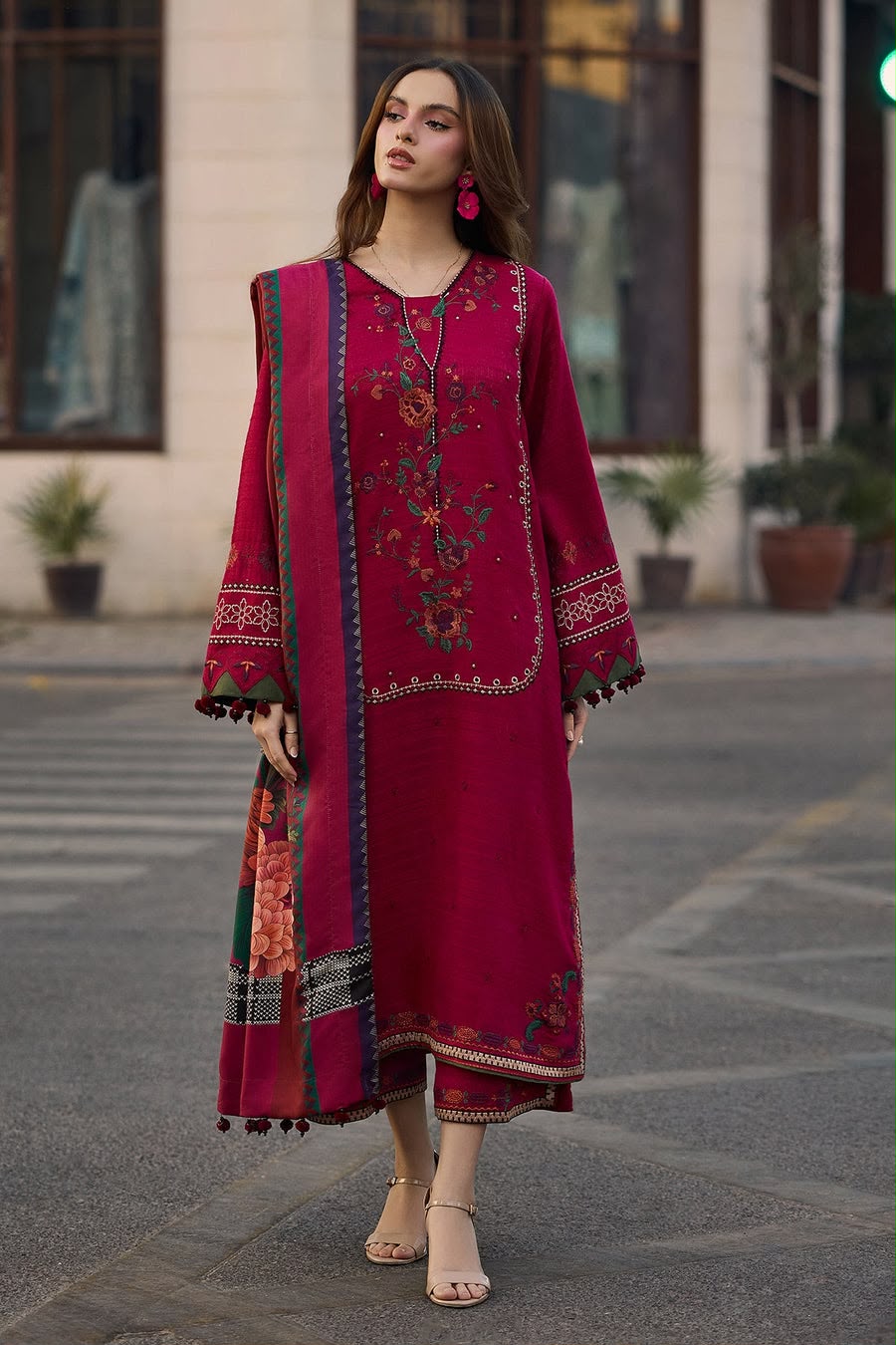 Berry Bloom – Luxury Dhank Embroidered 3-Piece Unstitched(PD-)