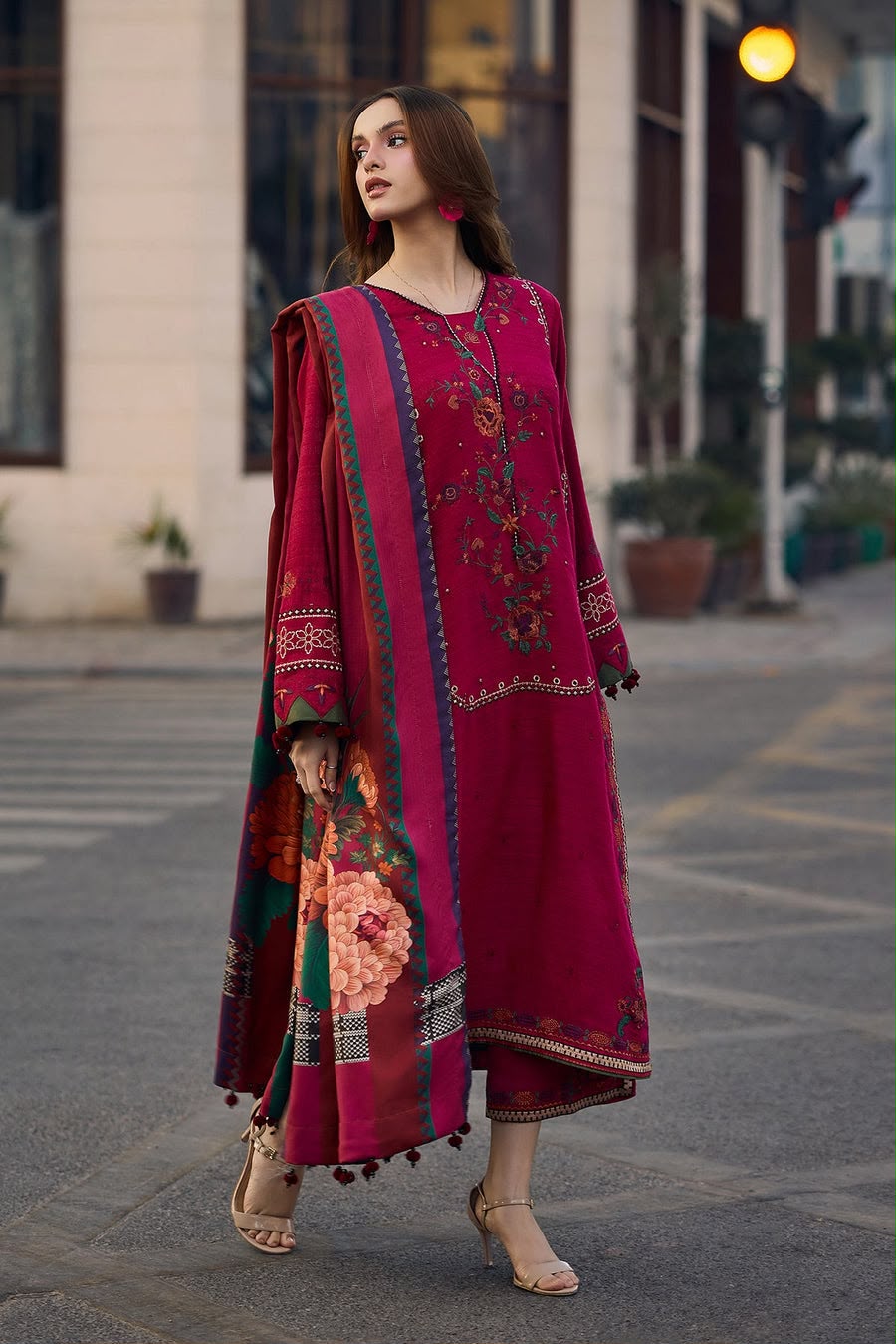 Berry Bloom – Luxury Dhank Embroidered 3-Piece Unstitched(PD-)