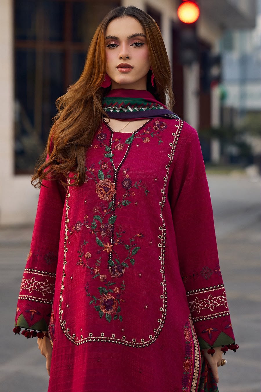 Berry Bloom – Luxury Dhank Embroidered 3-Piece Unstitched(PD-)