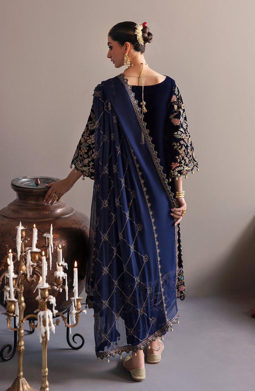 Noor-e-Zevar – Luxury Velvet Embroidered 3-Piece Unstitched