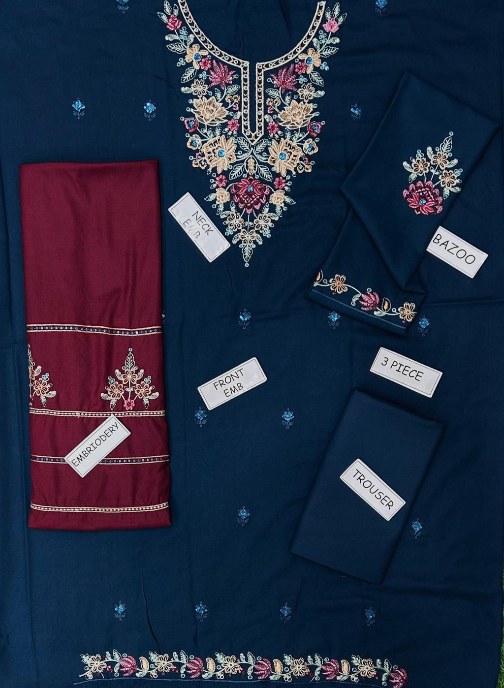 Dhanak Embrioded 3 pcs Unstiched-(EF-28)