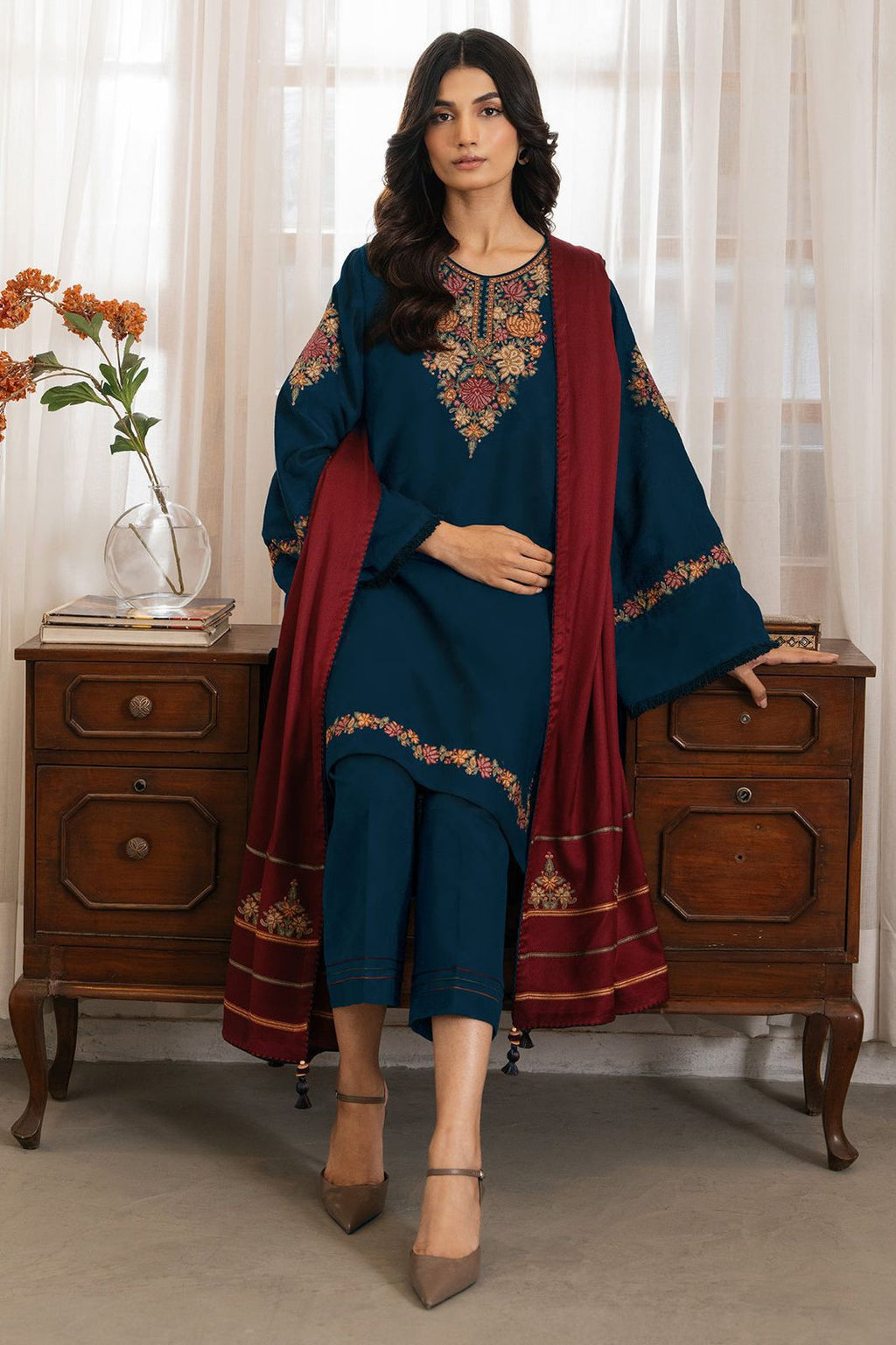 Dhanak Embrioded 3 pcs Unstiched-(EF-28)