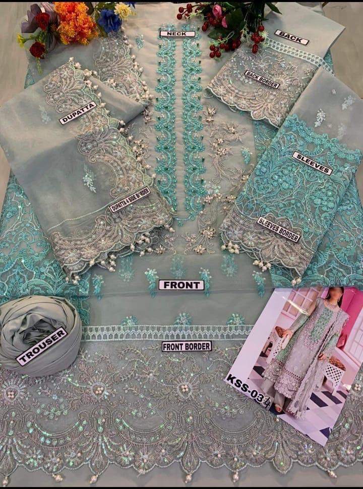 Zincron Heavily embraided unstitched 3 pcs-(MI-40)