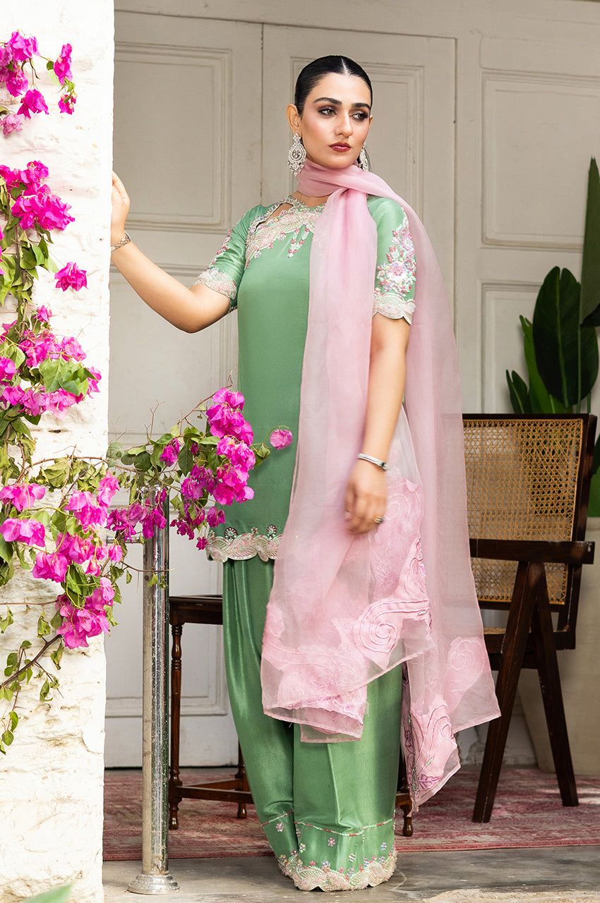 Mint Blush – Luxury Shamoz Silk Embroidered 3-Piece