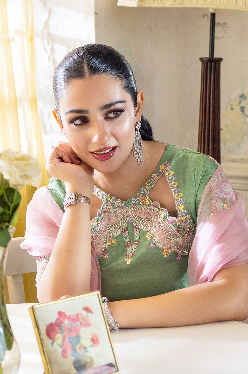 Mint Blush – Luxury Shamoz Silk Embroidered 3-Piece