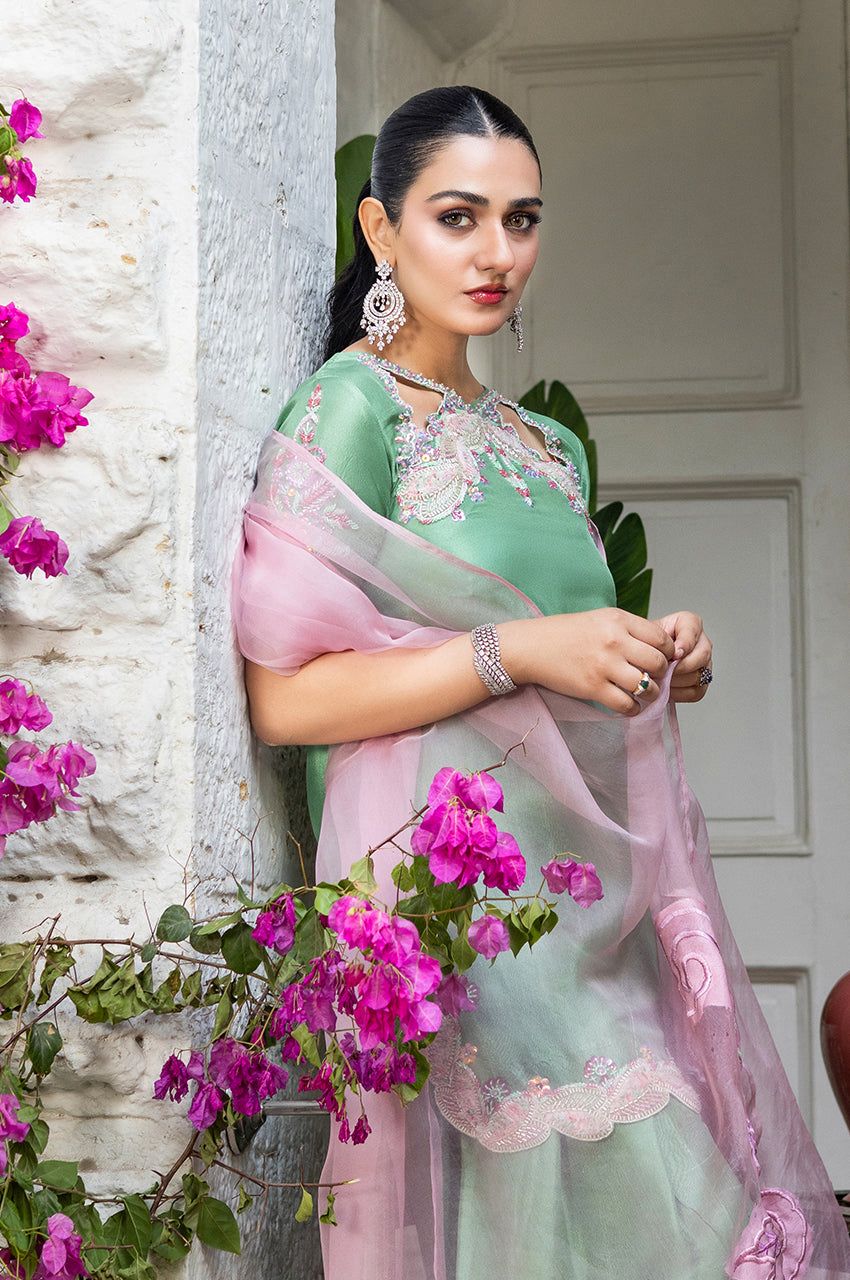 Mint Blush – Luxury Shamoz Silk Embroidered 3-Piece