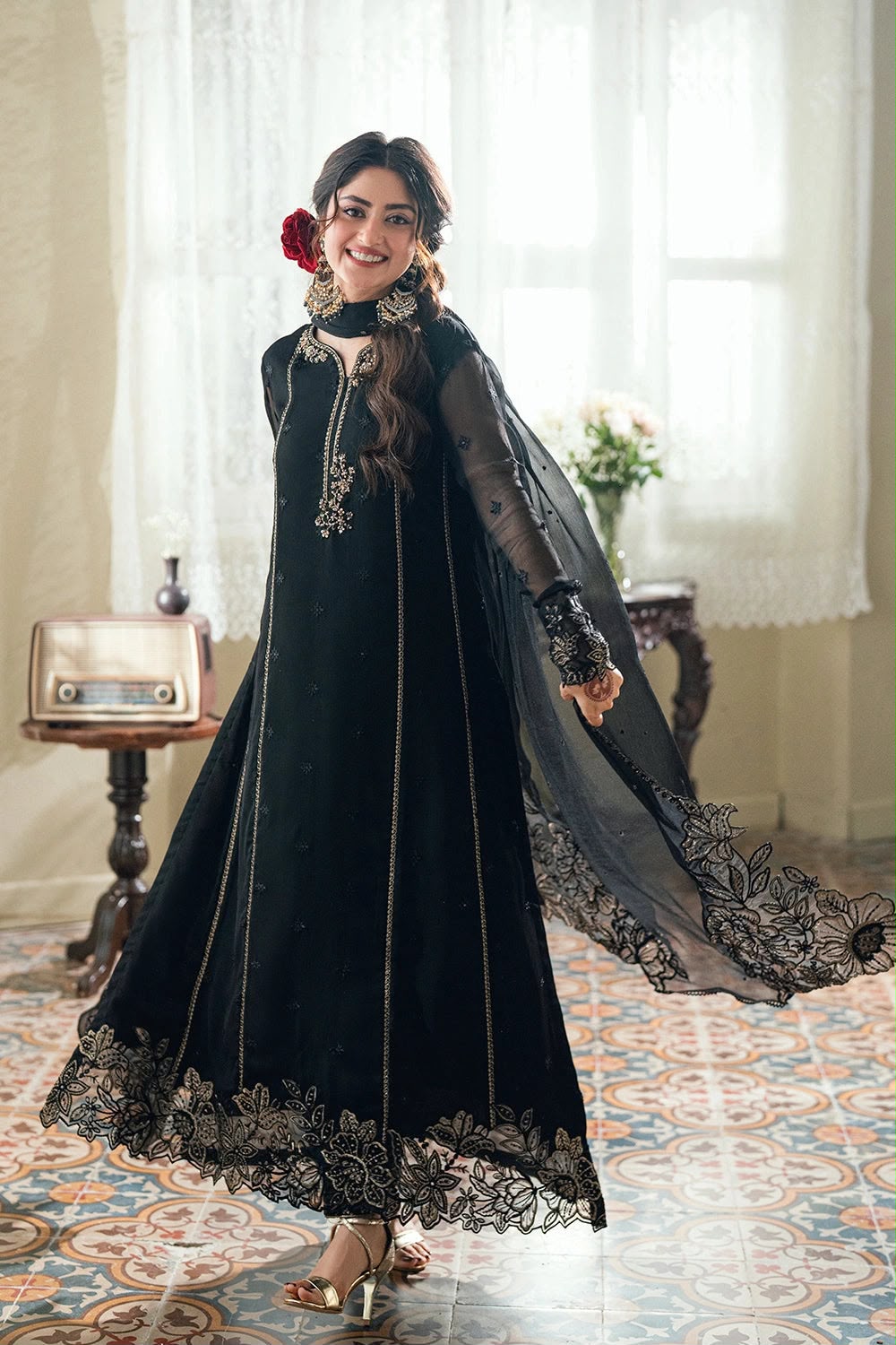 Midnight Gold – Luxury Embroidered Chiffon 3-Piece Unstitched