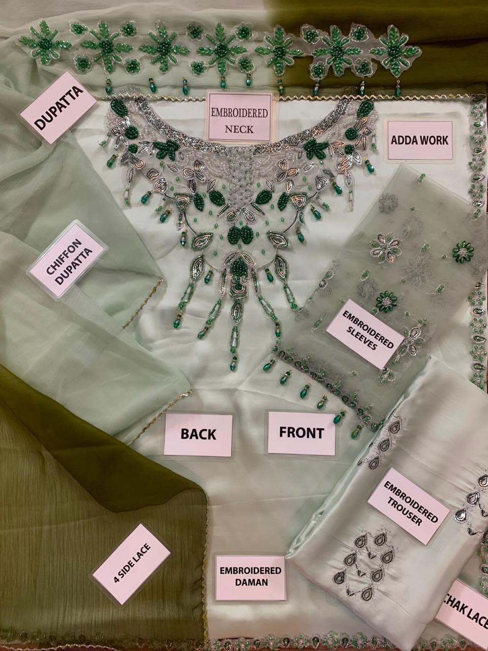Mint Emerald – Luxury Shamoz Silk Embroidered 3-Piece