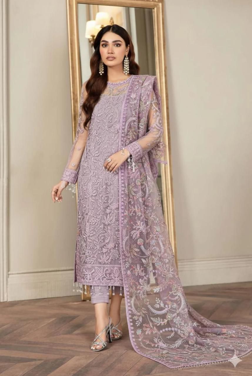 Luxury Pink Embrioded Net (ZFSK-48)