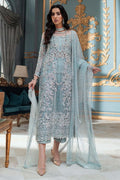 Luxury Skyblue Sequence Embraided unstitched 3 pc