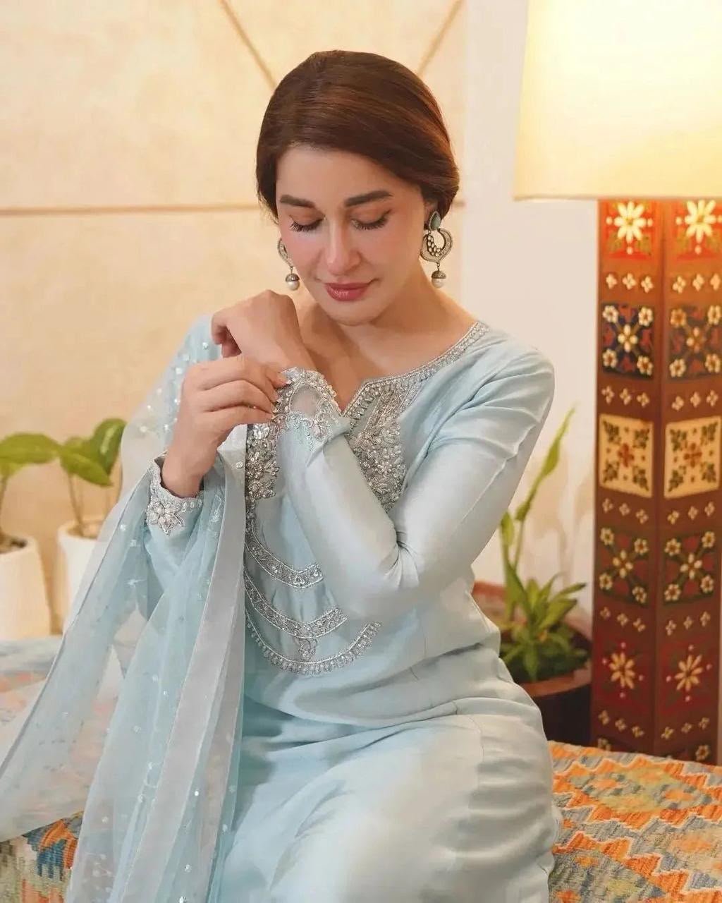 Premium Shamoz Silk Unstitched Suit – Ice Blue