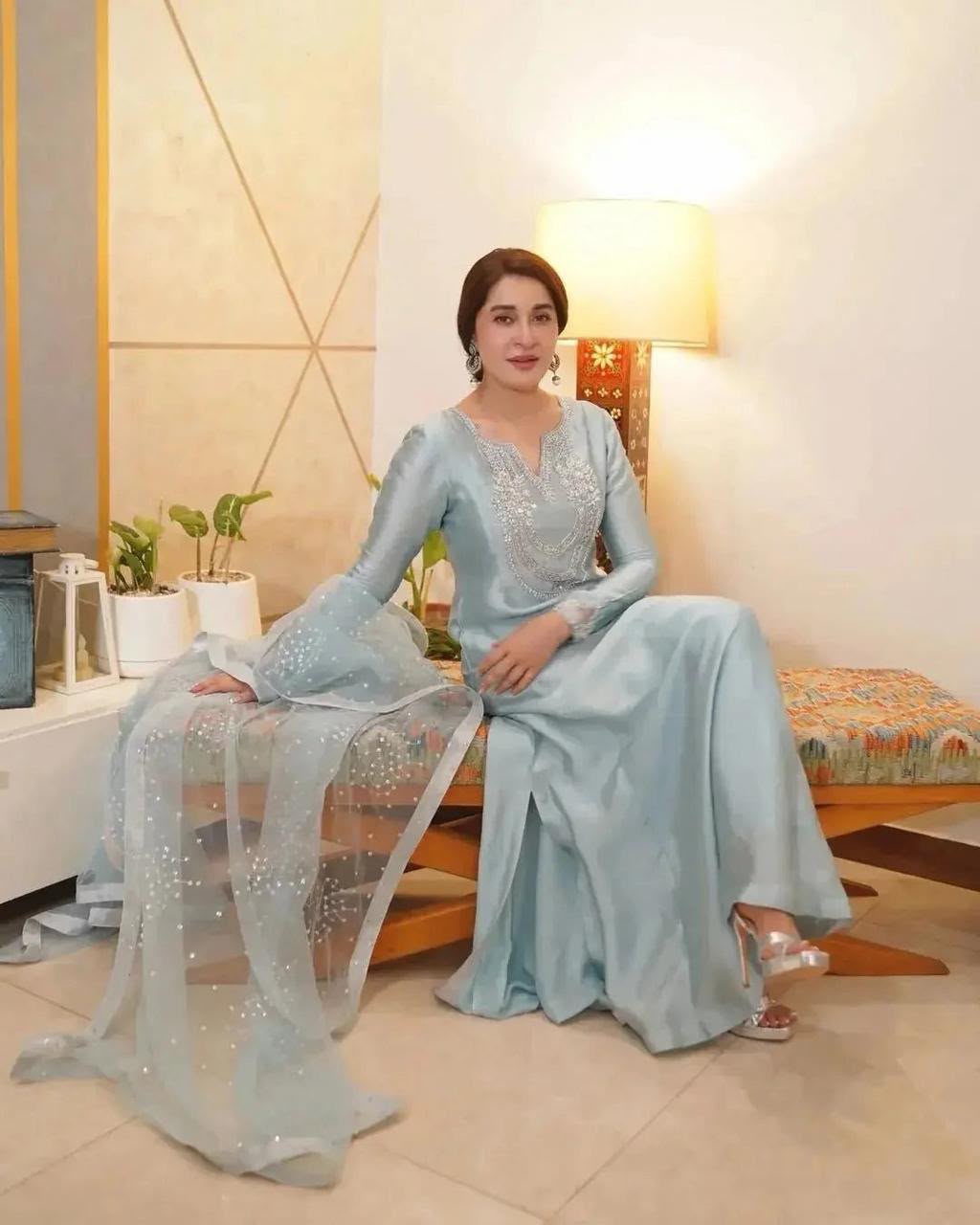 Premium Shamoz Silk Unstitched Suit – Ice Blue