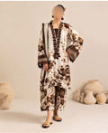 Lulusar Most Demanding Edition, Silk Digital Print 3pc Suit, Ivory Brown Floral