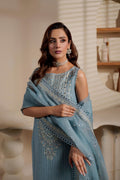 Teal Exclusive Embrioded with Ada work Unstitched 3 Pcs