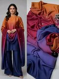 Lulusar Most Demanding Edition, Silk Digital Print 3pc Suit, Sunset Ombre with Butterfly Print