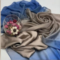 Taupe Silk Suit with Sheer Blue Dupatta, Lulusar Most Demanding Edition, 3Pc Unstitched