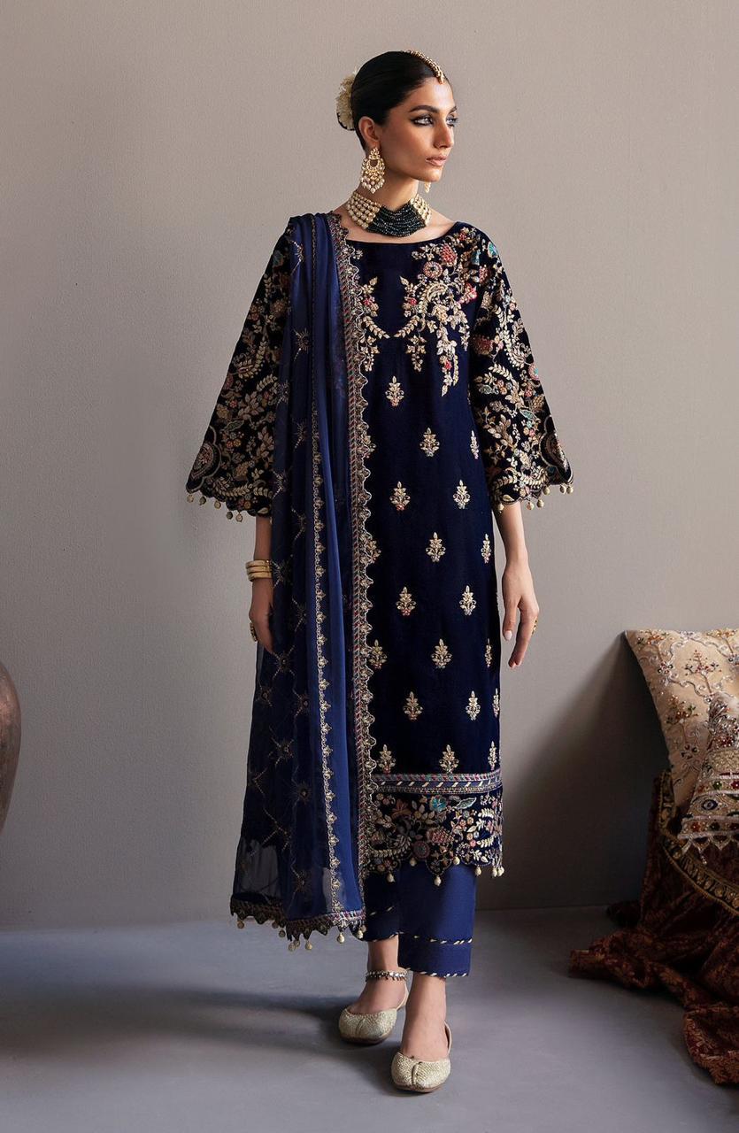 Noor-e-Zevar – Luxury Velvet Embroidered 3-Piece Unstitched