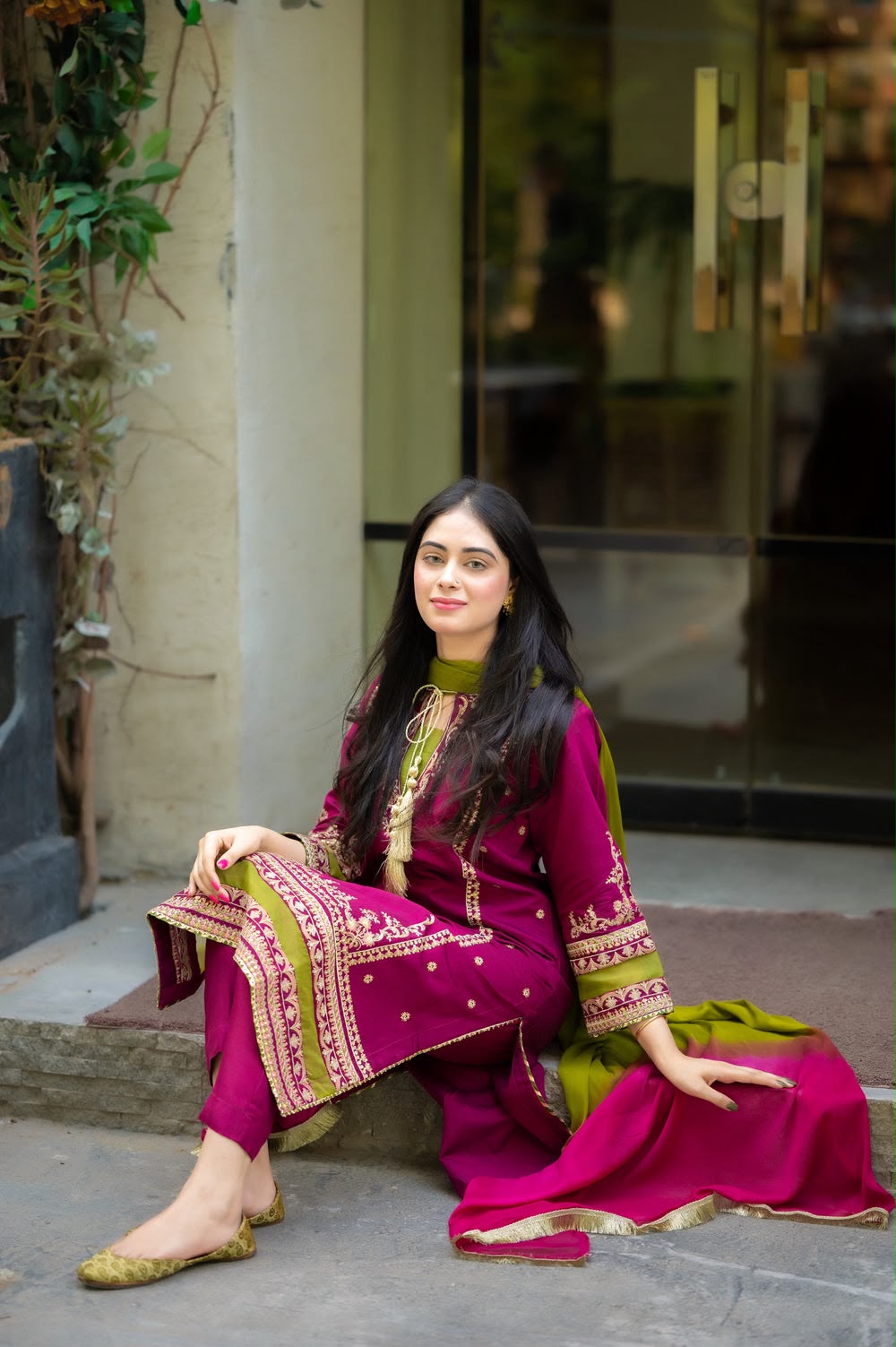 Fuchsia Lime – Luxury Dhank Embroidered 3-Piece Unstitched (PD-)